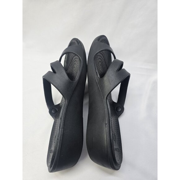 Crocs Patricia Wedge Strappy Slide Slip On Sandals Womens Size 10 Black - Picture 5 of 8